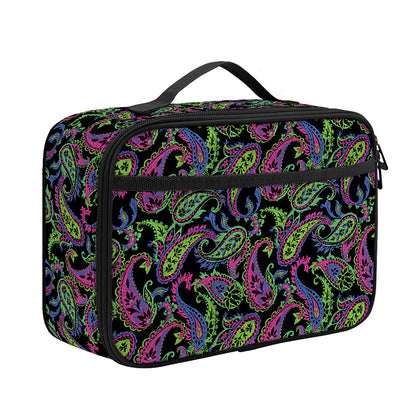 Pink Blue And Green Paisley Print Portable Lunch Bag