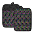 Pink Blue And Green Paisley Print Pot Holders With Pocket