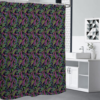 Pink Blue And Green Paisley Print Premium Shower Curtain