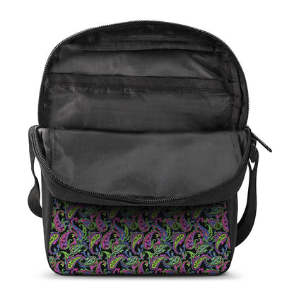 Pink Blue And Green Paisley Print Rectangular Crossbody Bag