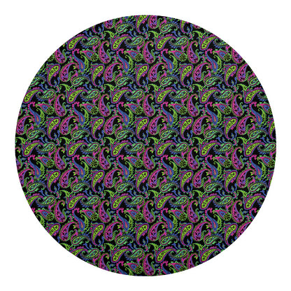 Pink Blue And Green Paisley Print Round Blanket