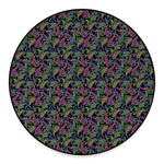 Pink Blue And Green Paisley Print Round Floor Mat