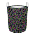 Pink Blue And Green Paisley Print Round Laundry Basket