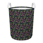 Pink Blue And Green Paisley Print Round Laundry Basket