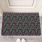 Pink Blue And Green Paisley Print Rubber Doormat