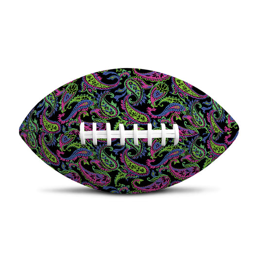 Pink Blue And Green Paisley Print Rugby Ball