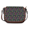 Pink Blue And Green Paisley Print Saddle Bag