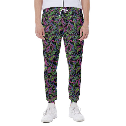 Pink Blue And Green Paisley Print Scuba Joggers