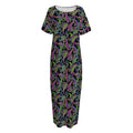 Pink Blue And Green Paisley Print Short Sleeve Long Nightdress
