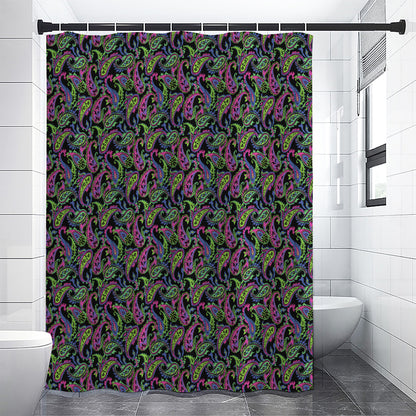 Pink Blue And Green Paisley Print Shower Curtain