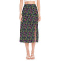 Pink Blue And Green Paisley Print Side Slit Midi Skirt