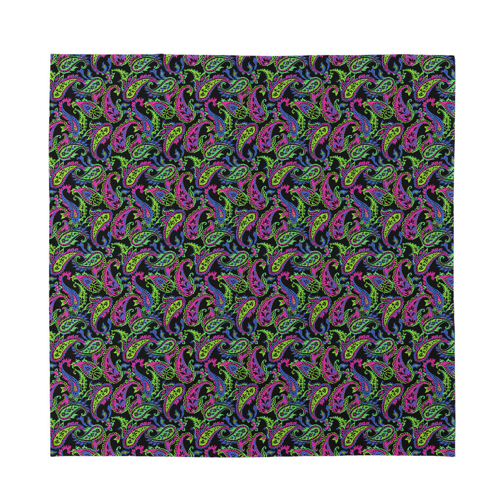 Pink Blue And Green Paisley Print Silk Bandana