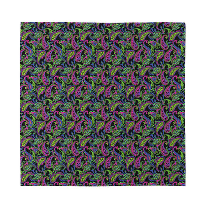 Pink Blue And Green Paisley Print Silk Bandana