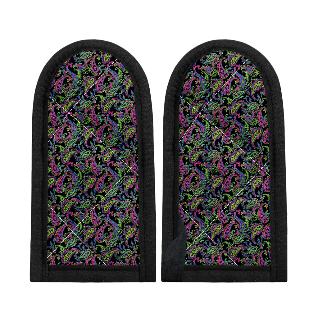 Pink Blue And Green Paisley Print Skillet Handle Cover