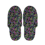 Pink Blue And Green Paisley Print Slippers