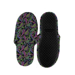 Pink Blue And Green Paisley Print Slippers