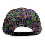 Pink Blue And Green Paisley Print Snapback Cap