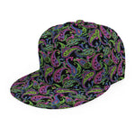 Pink Blue And Green Paisley Print Snapback Cap