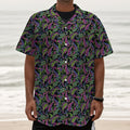 Pink Blue And Green Paisley Print Textured Short Sleeve Shirt