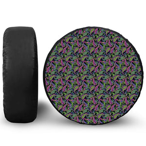 Pink Blue And Green Paisley Print Tire Cover