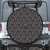 Pink Blue And Green Paisley Print Tire Cover With Camera Hole