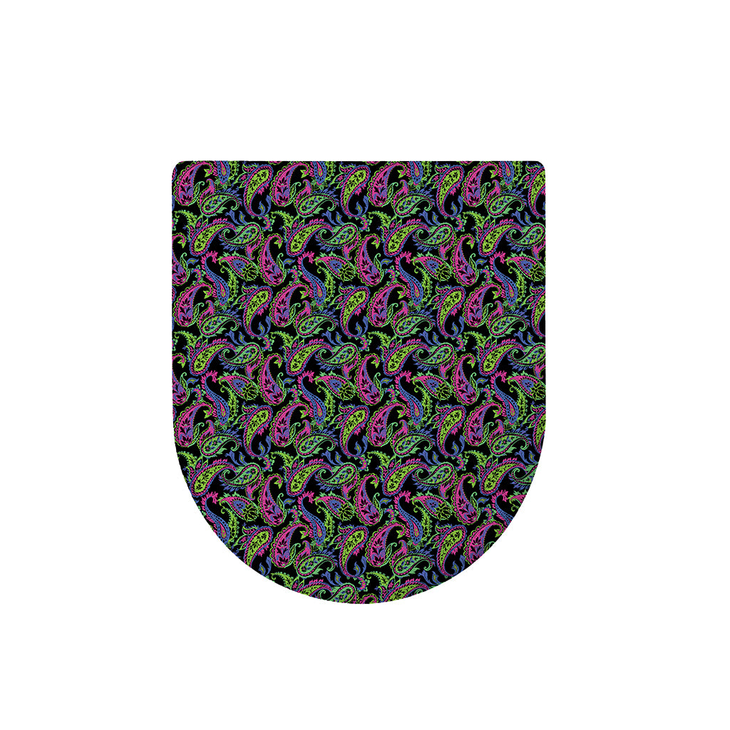 Pink Blue And Green Paisley Print Toilet Lid Cover