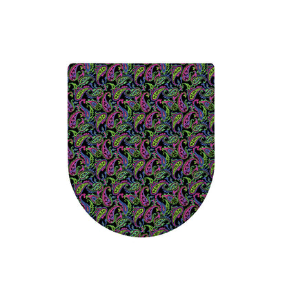 Pink Blue And Green Paisley Print Toilet Lid Cover