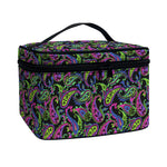 Pink Blue And Green Paisley Print Travel Makeup Bag