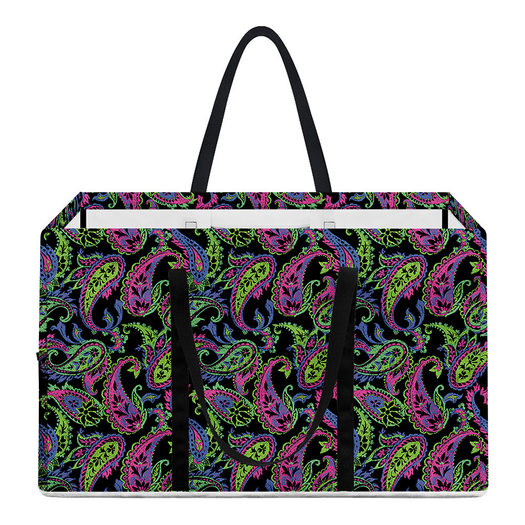 Pink Blue And Green Paisley Print Utility Tote Bag