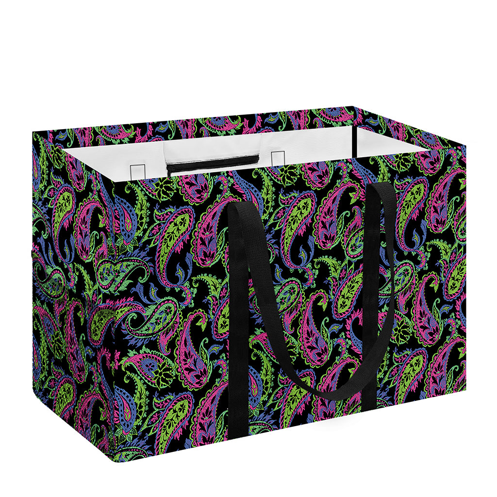 Pink Blue And Green Paisley Print Utility Tote Bag