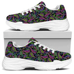 Pink Blue And Green Paisley Print White Chunky Shoes