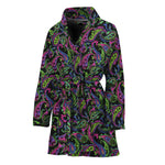 Pink Blue And Green Paisley Print Women's Bathrobe