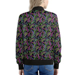 Pink Blue And Green Paisley Print Women's Bomber Jacket