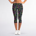 Pink Blue And Green Paisley Print Women's Capri Leggings
