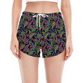 Pink Blue And Green Paisley Print Women's Split Running Shorts