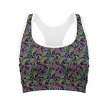 Pink Blue And Green Paisley Print Women's Sports Bra