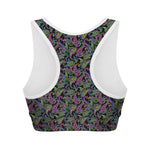 Pink Blue And Green Paisley Print Women's Sports Bra
