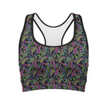 Pink Blue And Green Paisley Print Women's Sports Bra
