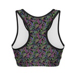 Pink Blue And Green Paisley Print Women's Sports Bra