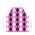 Pink Blue And White Argyle Pattern Print Adjustable Apron