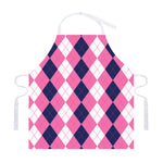 Pink Blue And White Argyle Pattern Print Adjustable Apron