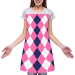 Pink Blue And White Argyle Pattern Print Adjustable Apron