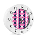 Pink Blue And White Argyle Pattern Print Alarm Clock
