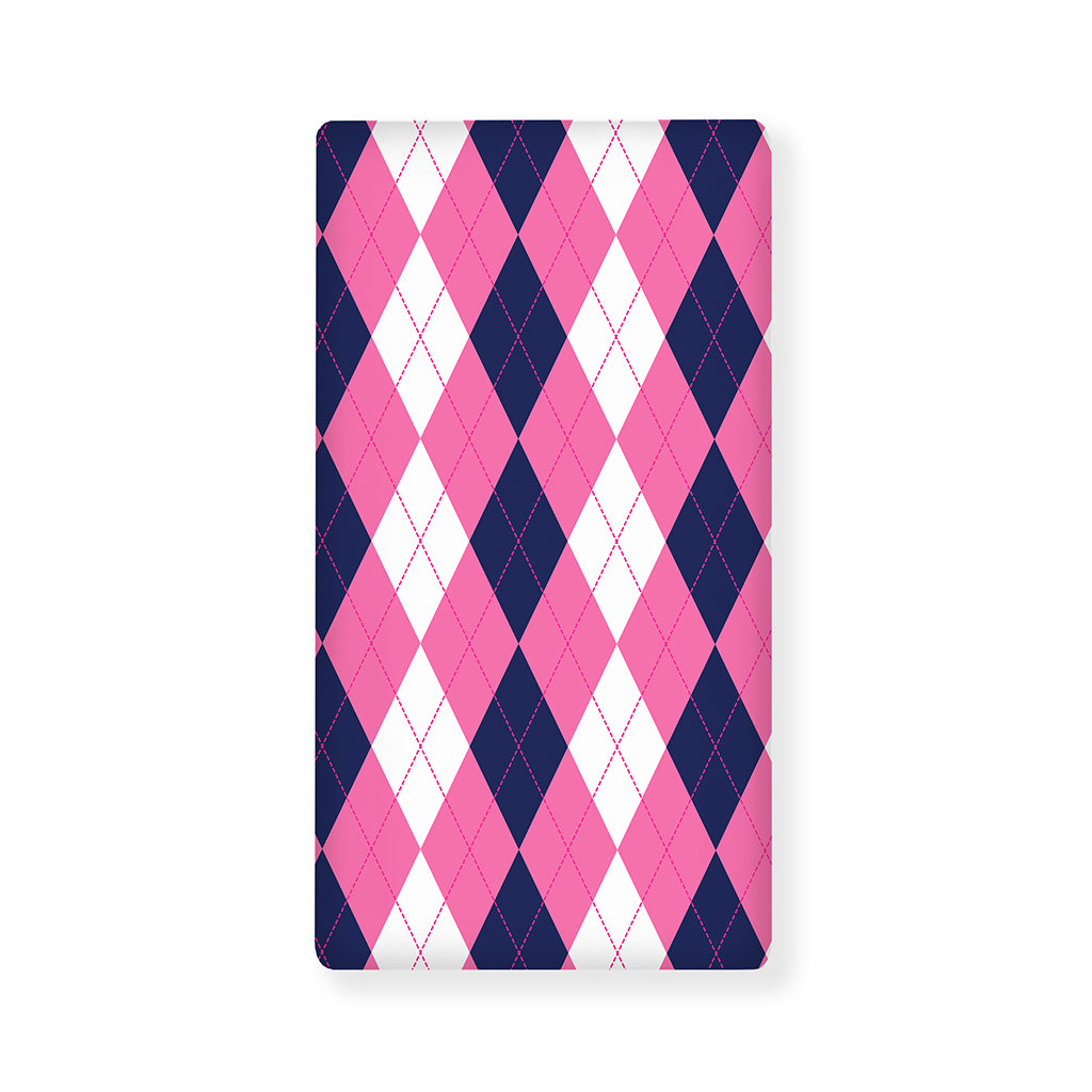 Pink Blue And White Argyle Pattern Print Baby Crib Sheet
