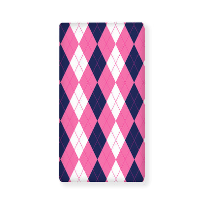 Pink Blue And White Argyle Pattern Print Baby Crib Sheet