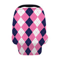 Pink Blue And White Argyle Pattern Print Baby Seat Cover