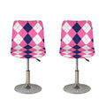 Pink Blue And White Argyle Pattern Print Bar Stool Covers