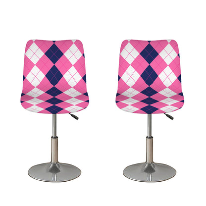 Pink Blue And White Argyle Pattern Print Bar Stool Covers