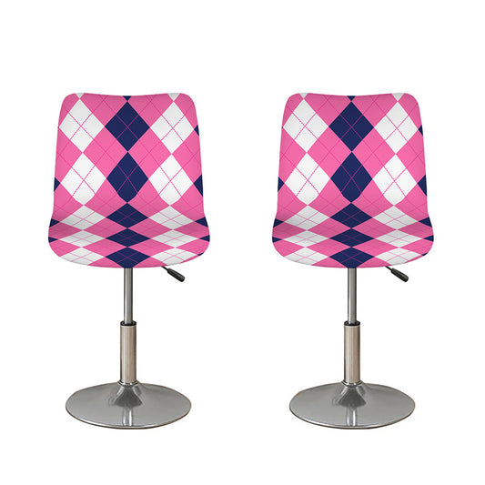 Pink Blue And White Argyle Pattern Print Bar Stool Covers