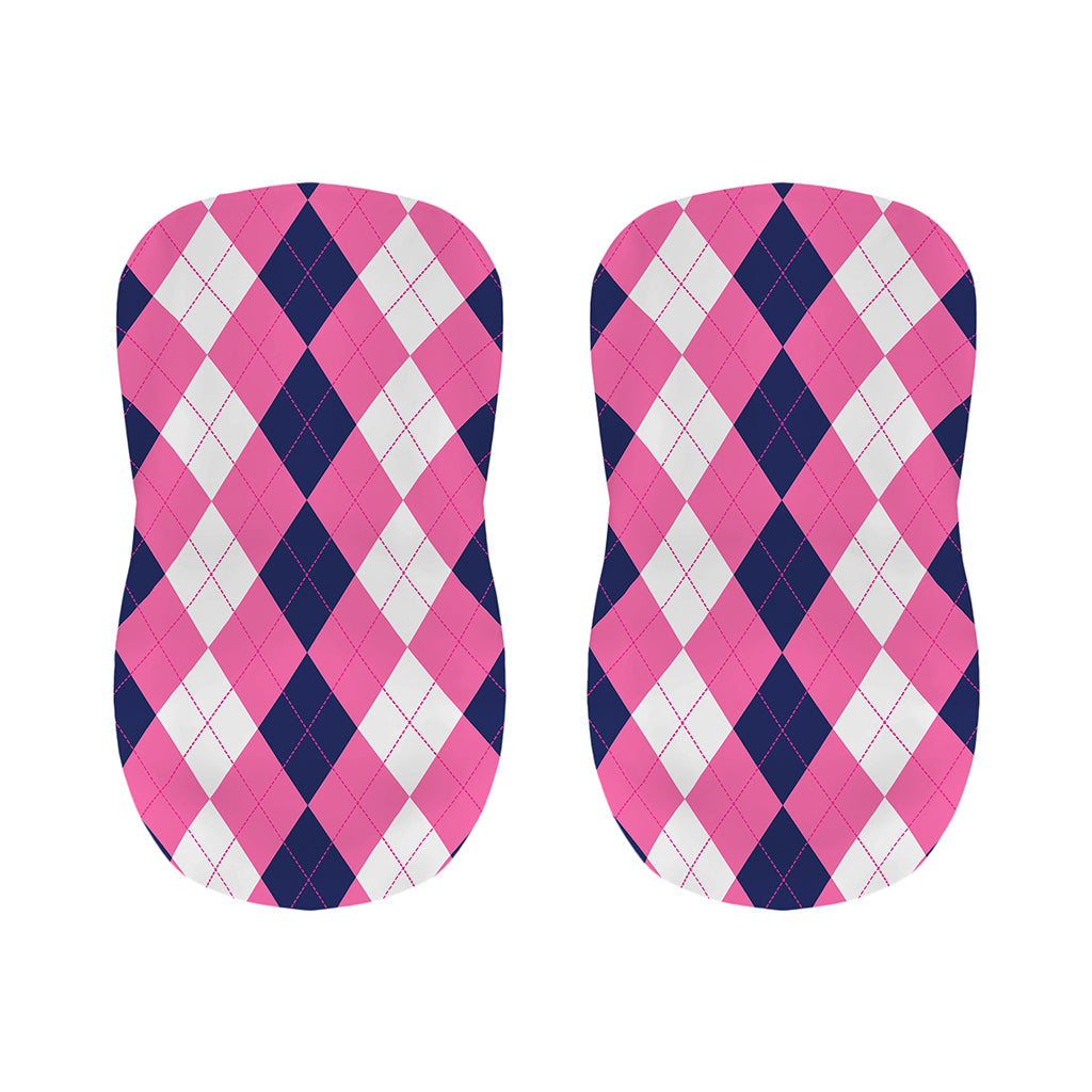Pink Blue And White Argyle Pattern Print Bar Stool Covers